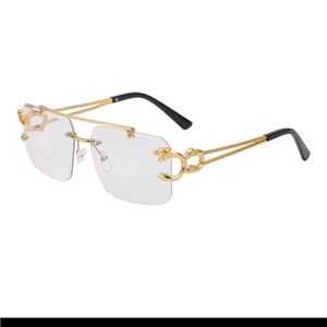 Elegant Gold and Black Rimless Sunglasses